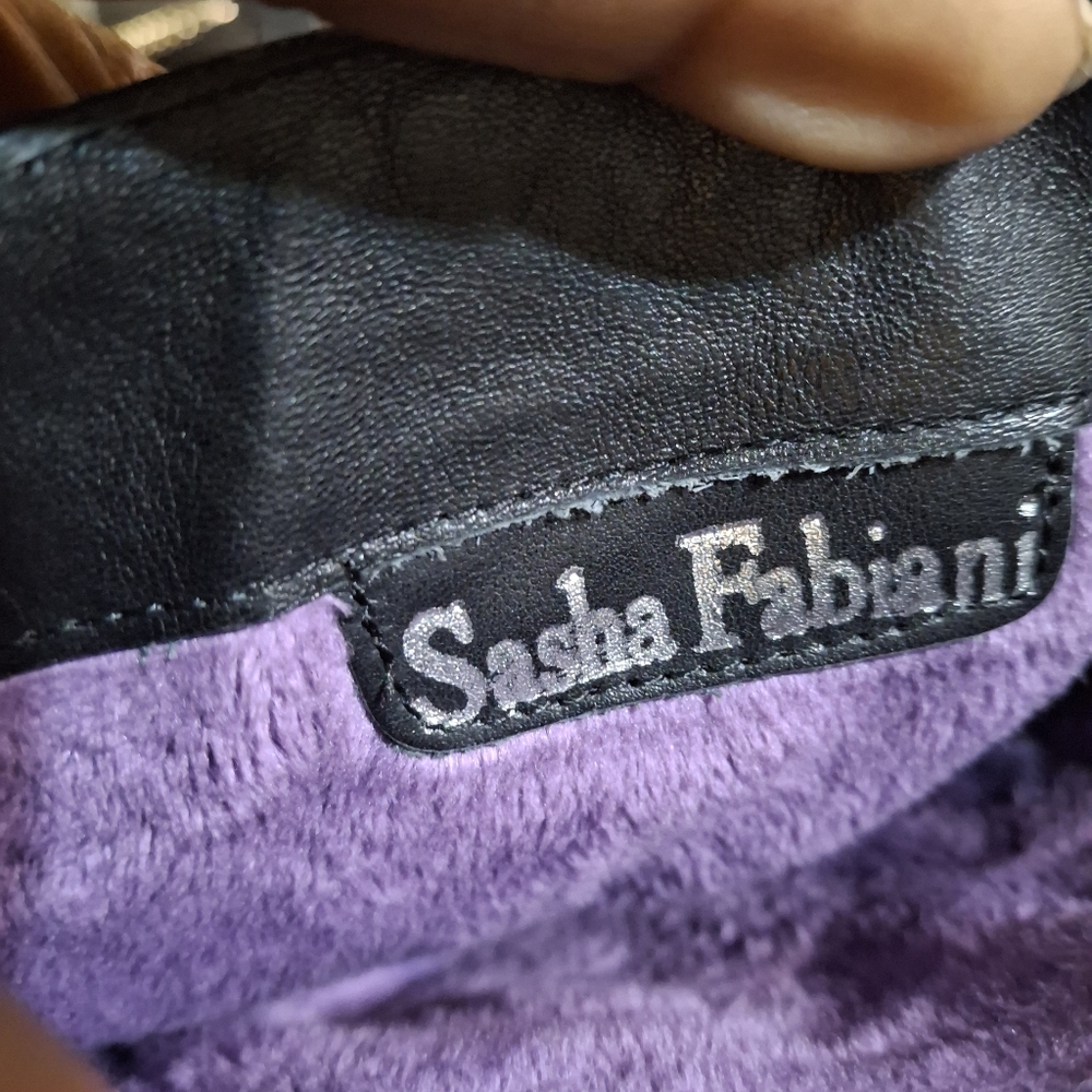 Sasha Fabiani Black Leather with Plush Purple Lining